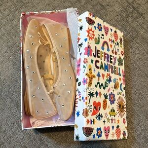 Like new Jeffrey Campbell x Free People studded mesh flats in box pink/nude 9.5